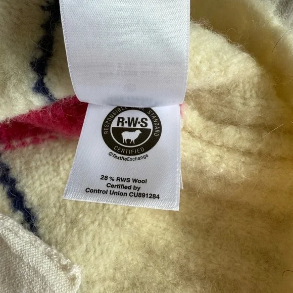 Everlane SuperFuzz Alpaca Cardigan Pink White Argyle Sweater Oversize Medium - Picture 5 of 8